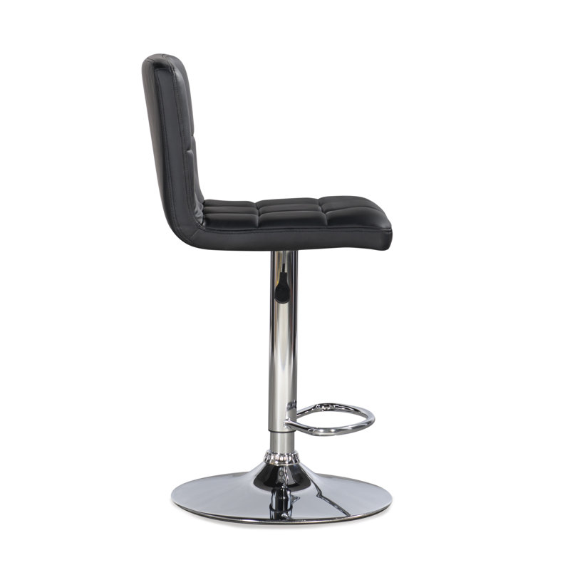 Aishvi Swivel Upholstered Adjustable Height Counter Stool with Metal Frame, Black