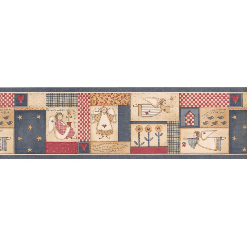 Bordure de papier peint à rayures abstraites pour enfants L 15 pi x 7 po Amoll Guardian Angels