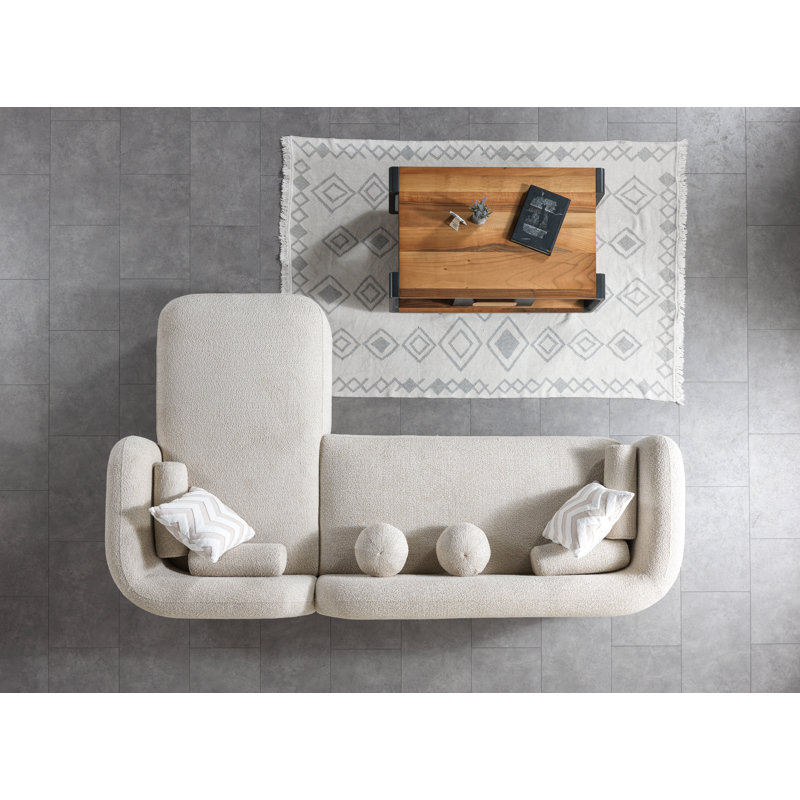 Canapé modulaire courbé et chaise longue Hough, Boucle de sable, Rignt faisant face à la main