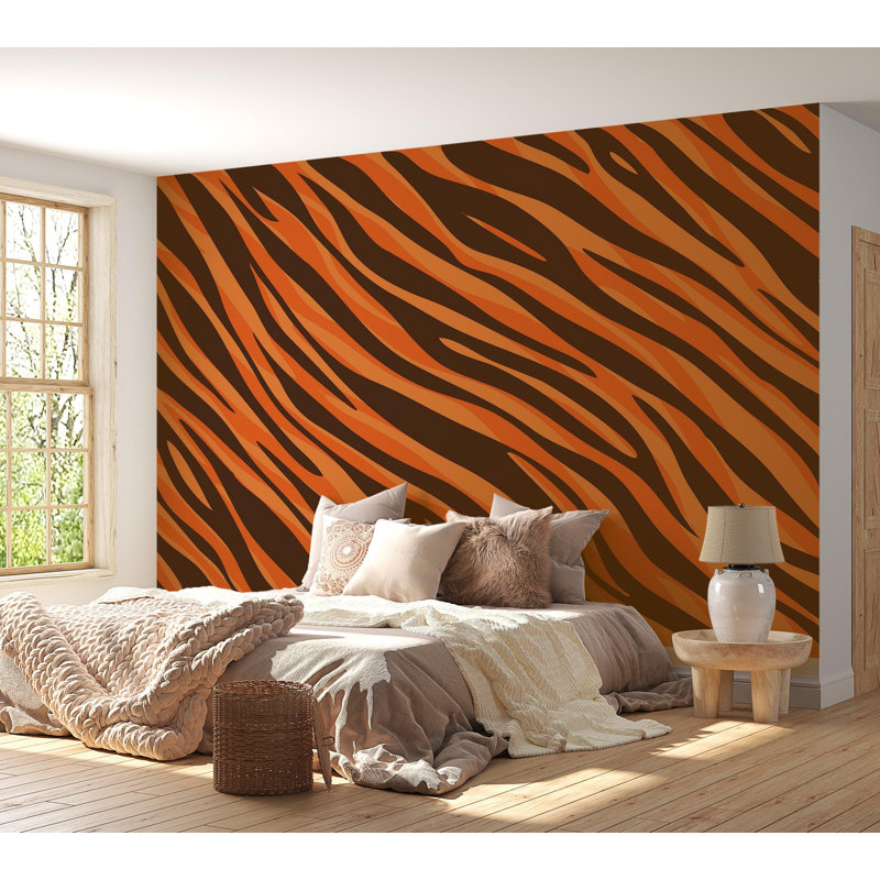 Papier peint de qualité supérieure - Motif rayé tigre, L 96 po x l 120 po