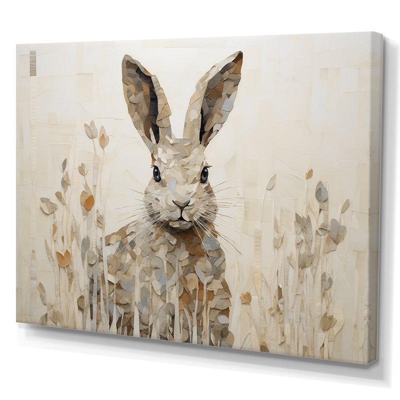 " Bunnys Curious Flower Charm II ", Wrapped Canvas, 16" H x 32" W