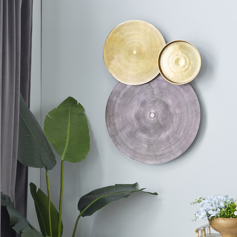 Aluminum Metal Radial Plate Black Wall Decor