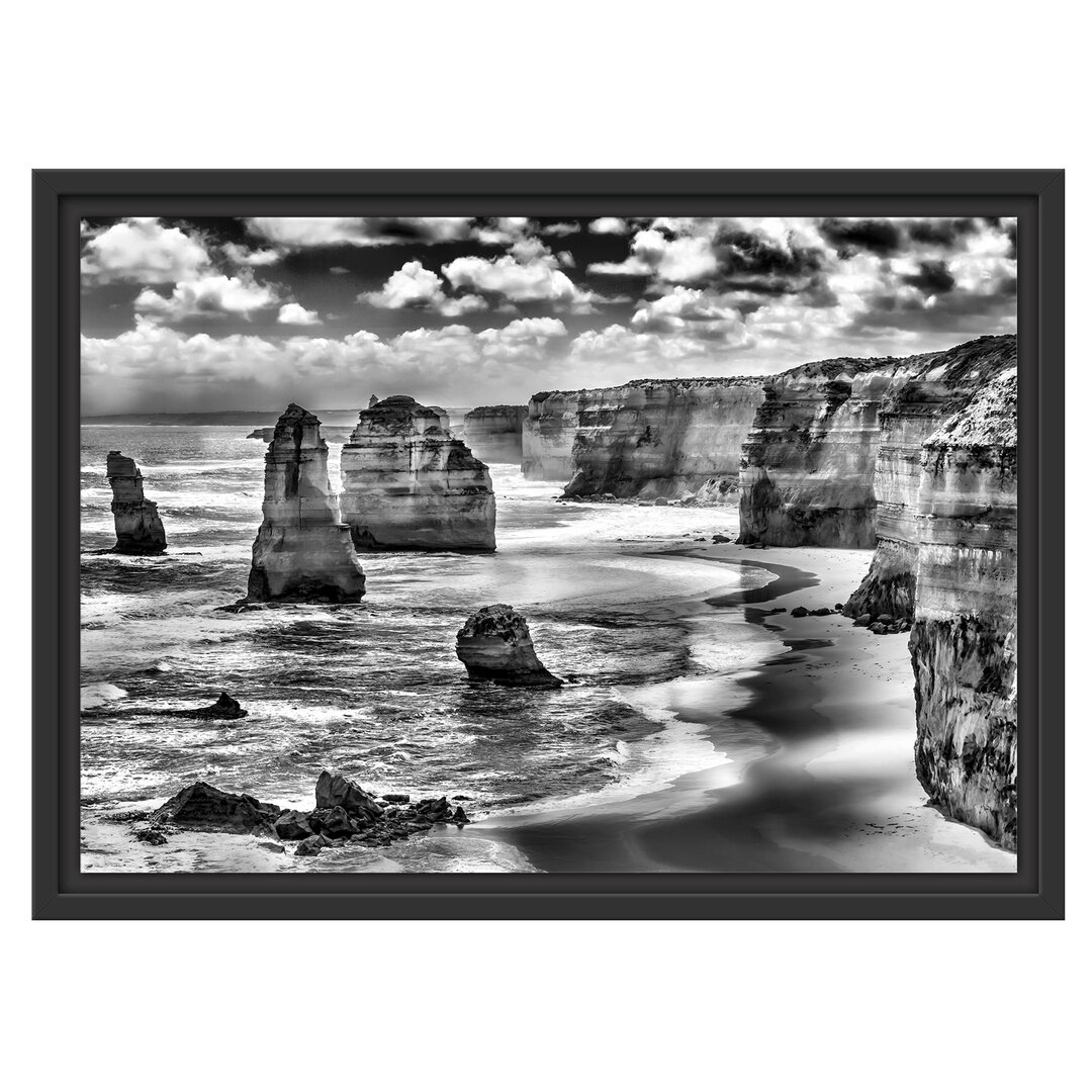 Gerahmtes Wandbild Meer klippe küste Steine Strand