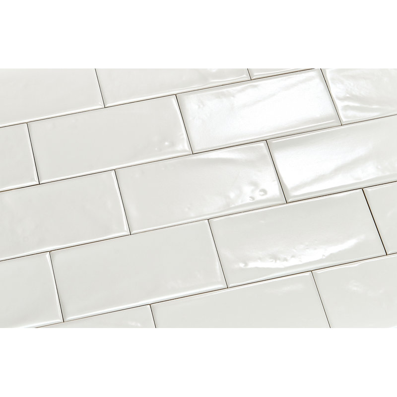 Mason 3'' x 6" Ceramic Marble Look Subway Tile, Matte White