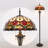 Tiffany Floor Lamp Red Amber Stained Glass Tulip Flower Standing Reading Light 16X16X70 Inches Antique Pole Corner Lamp Decor Bedroom Office Living Room