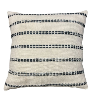Coussin naturel rayé 18 po x 18 po
