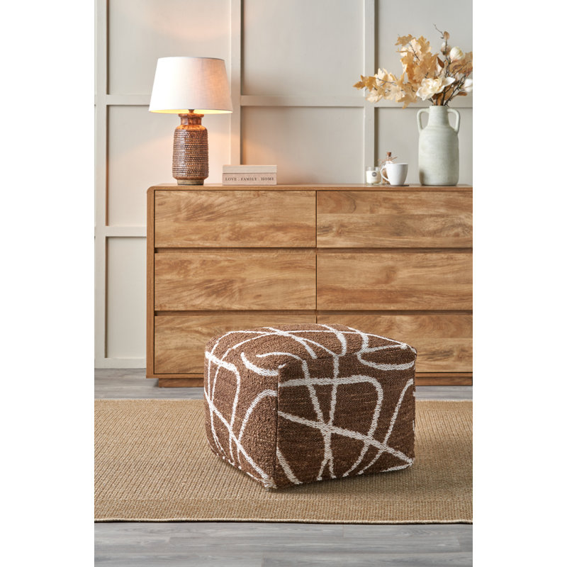 Swirl Brown Upholstered Outdoor Ottoman