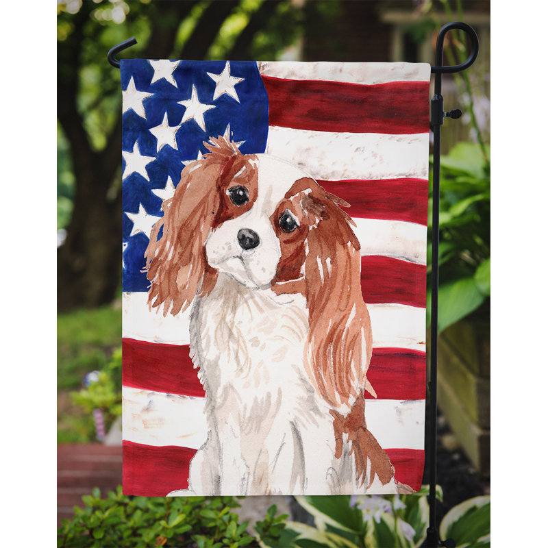 2 côtés en polyester de 2 côtés american drapeau de jardin, Brun cavalier Spaniel