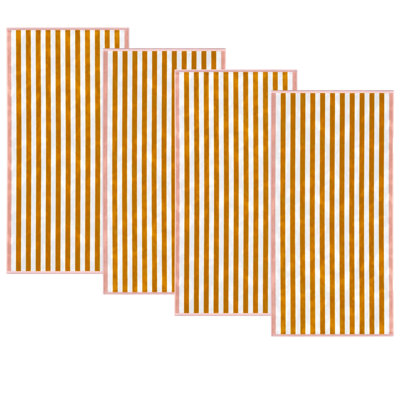 100% Cotton Elevated Stripe 4Pk Beach Towels