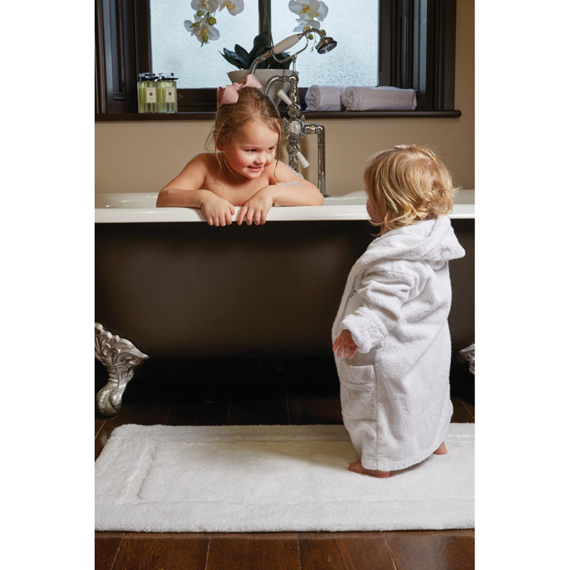Dithusan Border Bamboo Bath Mat, White, 100cm L x 60cm W