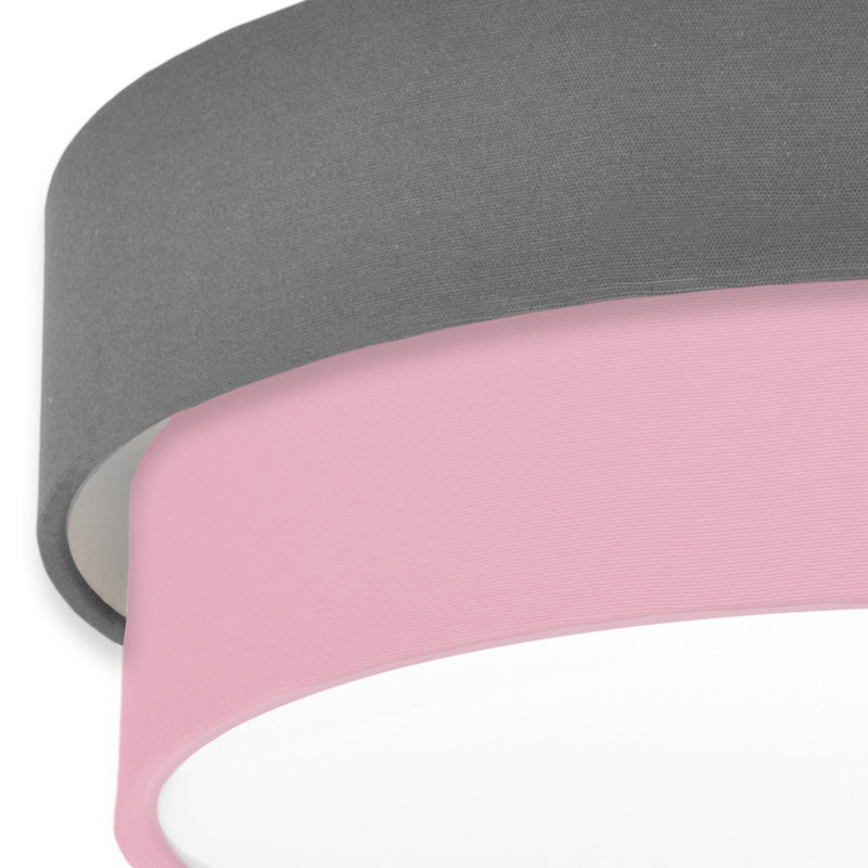 Elanaz Fabric Flush Mount, Grey, Pink