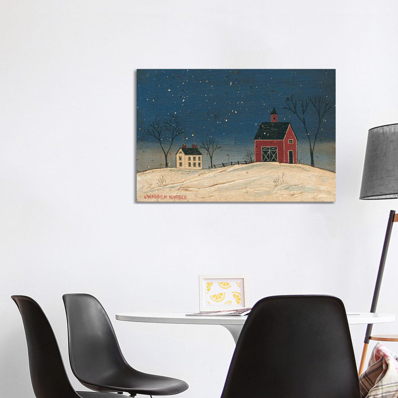 Winter Farm II - reproduction d'art murale encadrée, H 26 po x l 40 po, Toile tendue, Ne s’applique pas