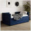 Lit de jour simple tapissier avec couchette - 3 tiroirs de rangement - Chenille - Bleu foncé-1848182223