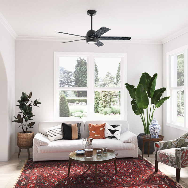 Erling Matte Black 52" Ceiling Fan with LED Light and Remote