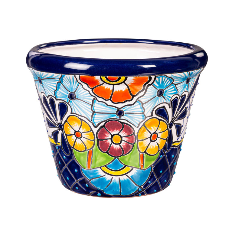 Talavera Planter Blue Small, H 6,00 po x l 8,00 po x P 8,00 po