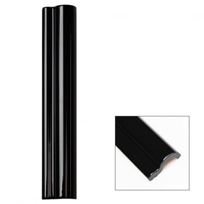 Catalina 12" x 2" Ceramic Quarter Round Tile Trim in Black