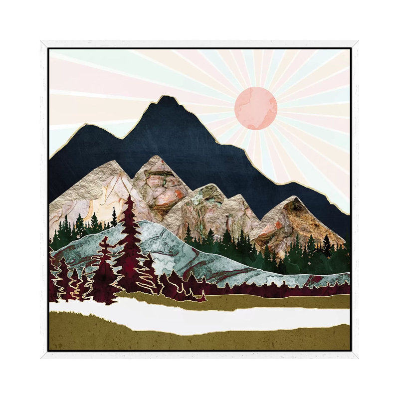 Retro Autumn Vista - Print on Canvas, 93.98 cm H x 93.98 cm W, White Framed