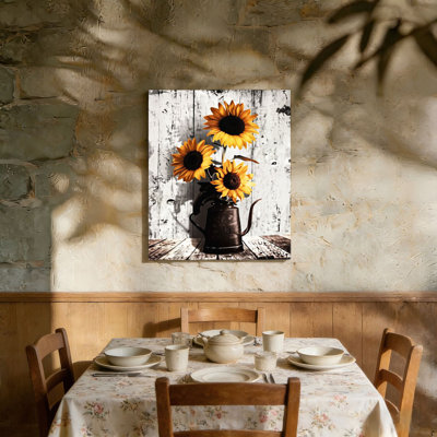 Murale rustique jaune tournesol, non encadrée, murale 36 L x 24 W