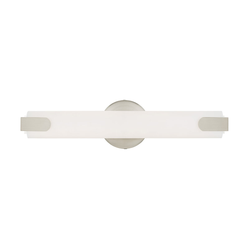 Applique murale de salle de bain 1 lumière DEL à intensité variable Brynlei, Nickel brossé, H 4,37 po x l 17,5 po x P 3,25 po
