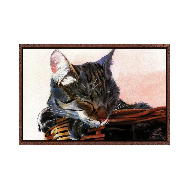 Basket Case by Rachel Parker - Painting on Canvas, 101.6 cm H x 66.04 cm W, Classic Brown Wood Framed
