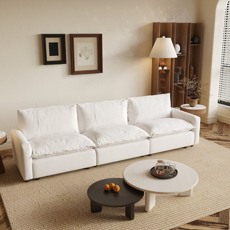 Ensemble 3 pièces revêtu de tissu 3 pièces, fauteuil inclinable électrique et coussin chauffant, Lin beige