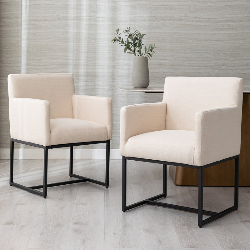 Thirlby 20'' H Upholstered Armchair, Beige Polyester Blend, Black