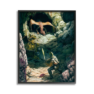 Dragon & Knight Battle Framed Giclee Art by Ciruelo