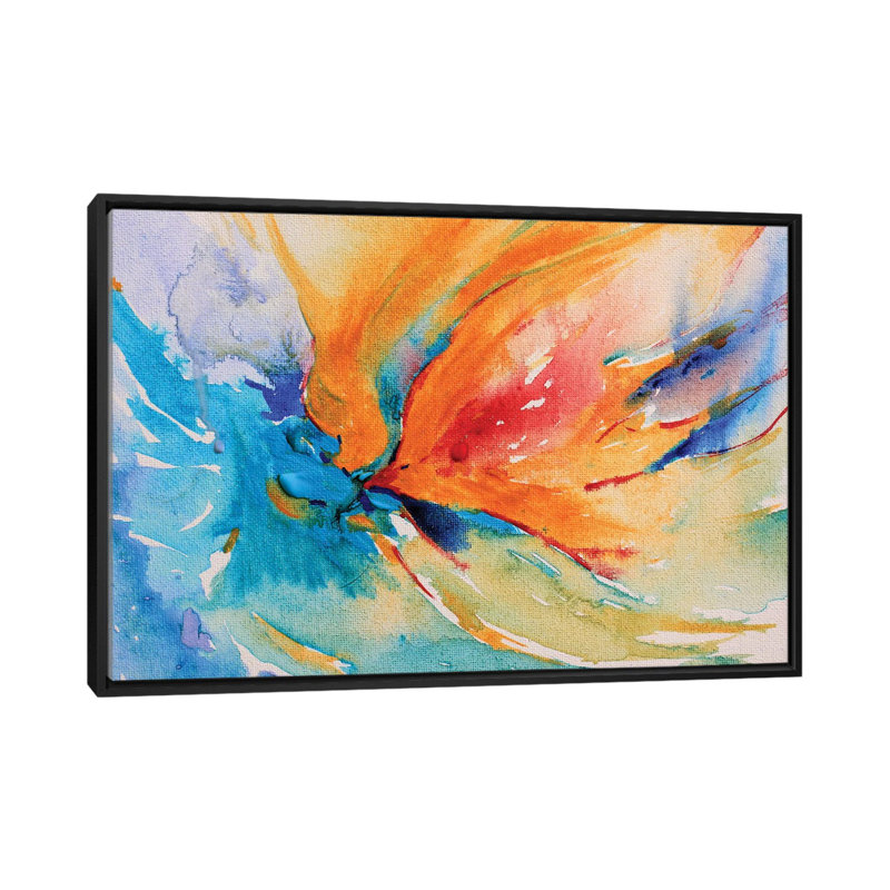 «Happiness», reproduction sur toile, H 18 po x l 26 po x P 1,5 po, Toile avec cadre noir, Pas de tapis