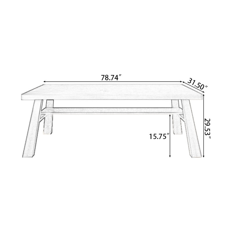 Bureaux rectangulaires en bois massif brun clair, H 29,53 po x l 78,74 po x P 31,5 po