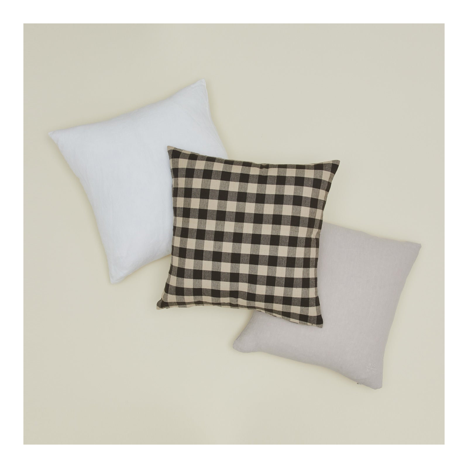 Essential Gingham Cotton Throw Pillow, Black/Light Gray