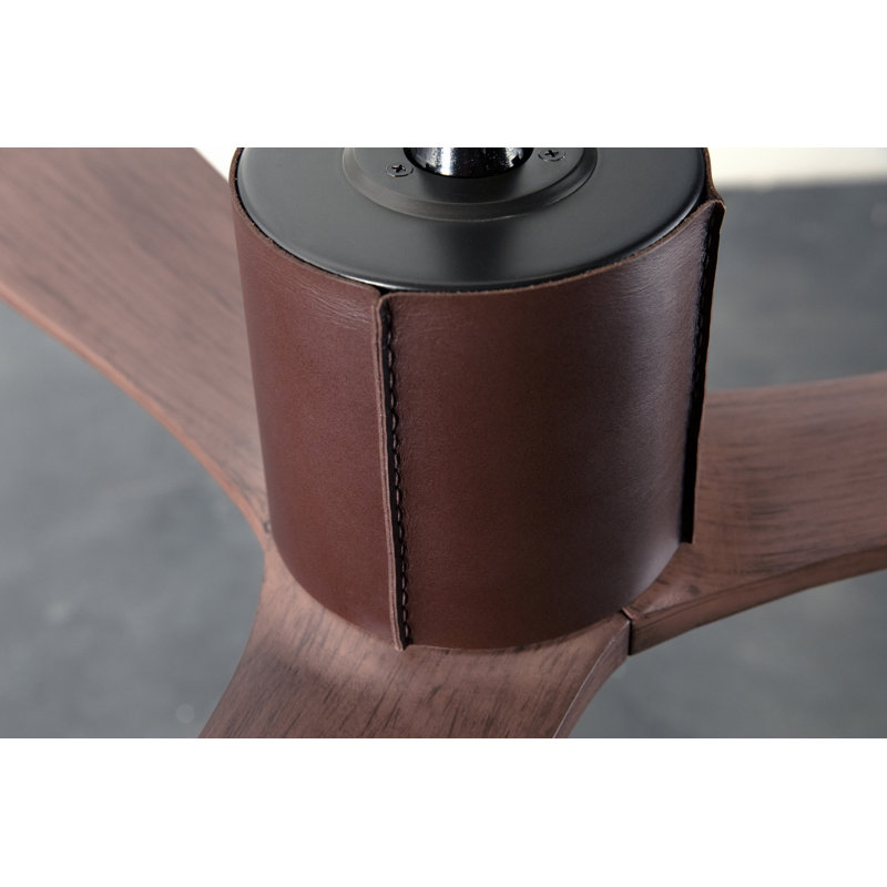 LeatherLuxe Downrod Ceiling Fan, Dark Bronze/Chocolate, Mahogany, Wall Control