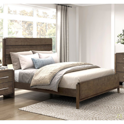 Classic Contemporary Queen Bed 1Pc Durable Panel Bedroom Furniture Solid Rubberwood