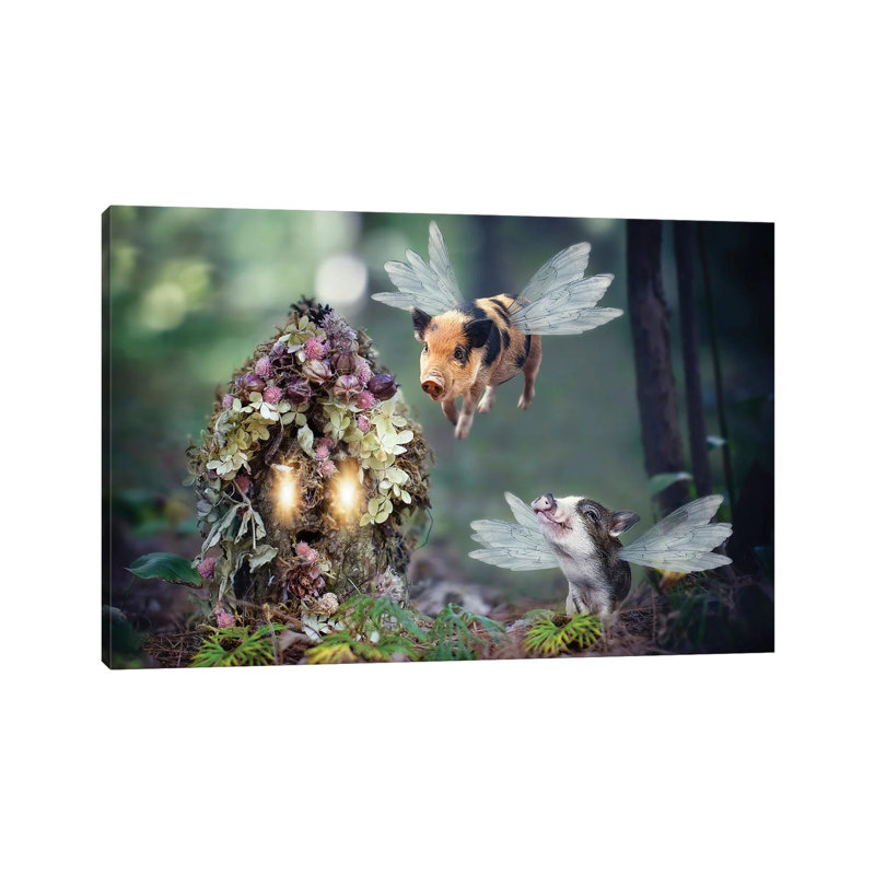 Fairy Piglets by Karen Burke - Wrapped Canvas Gallery-Wrapped Canvas Giclée, 45.72cm H x 66.04cm W