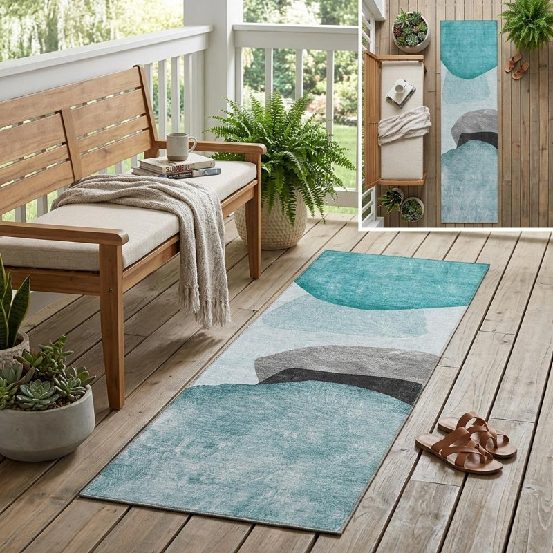 Tapis de couloir intérieur antidérapant 8 pi ivoire et gris