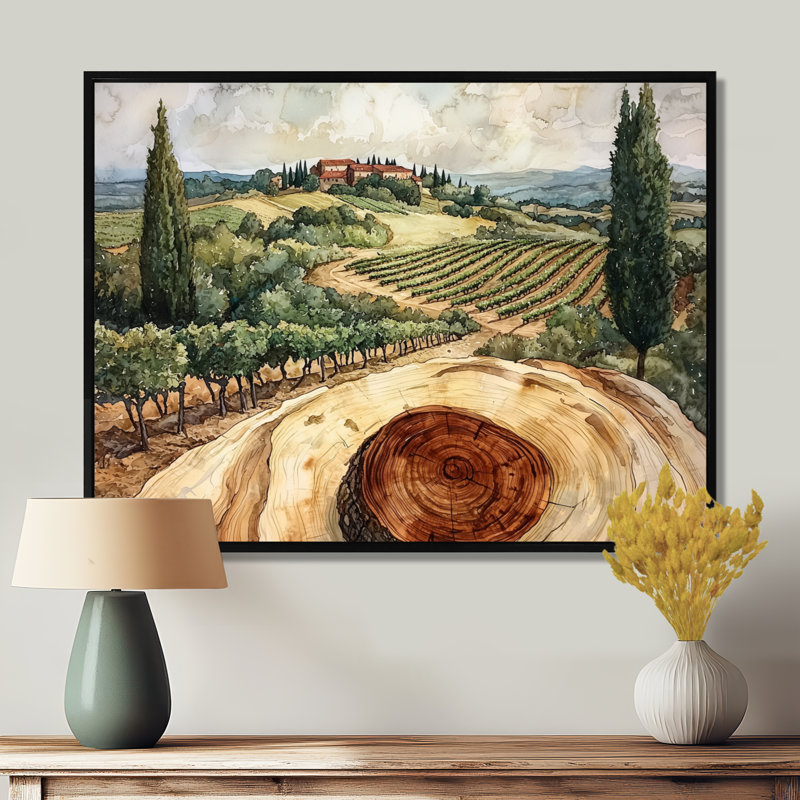 Winn - Vineyard, art mural, H 30 po x l 40 po, Noir, Impression encadrée flottante