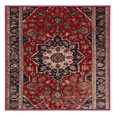 Tapis rouge persan lavable à la machine