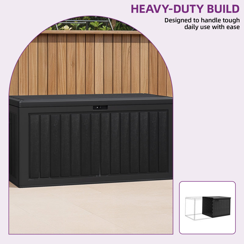 YITA 90 Gallon Water Resistant Resin Lockable Deck Box, Black
