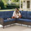 Ensemble de canapé modulaire d'extérieur en forme de L et de chaise berçante 3 pièces Valierius, osier PE, résistant à l'eau-699938210