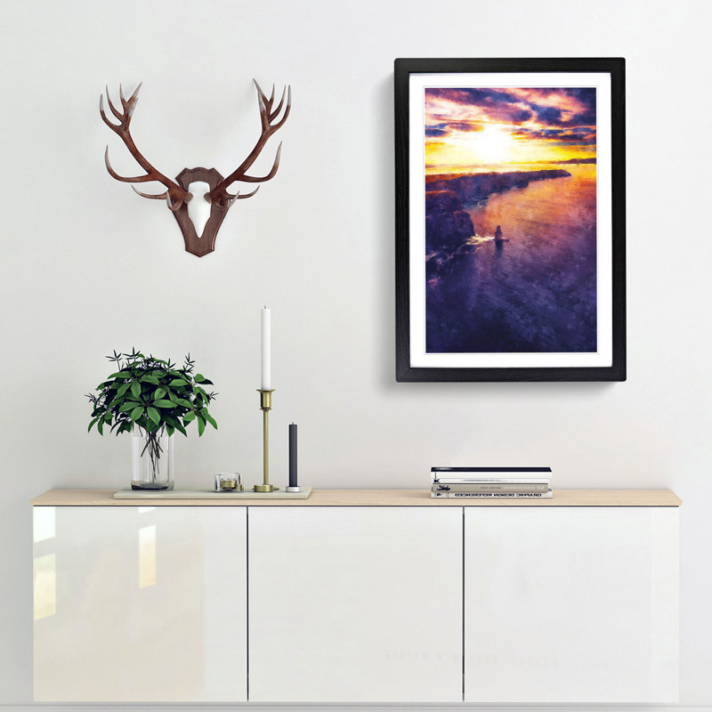 Sunset - Picture Frame Graphic Art Print, 33cm H x 24cm W x 2cm D, Black Framed