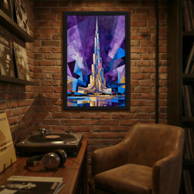 Scenic & Cityscapes Abstract Skyline Tower Reflection Colors Art Design Canvas Print