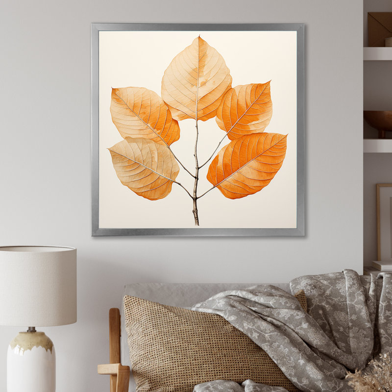 " Orange Translucency Foliage ", 30" H x 30" W x 1" D, Silver Single Picture Framed