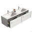 Meuble-lavabo 60 po blanc neige avec tiroir à DEL automatique, meuble-lavabo mural avec lavabo à surface solide intégré, SANS drain, pré-assemblé