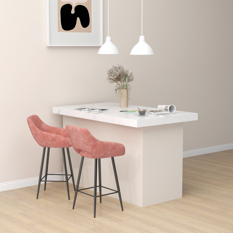Orduna Upholstered Counter Stool with Metal Frame, Pink