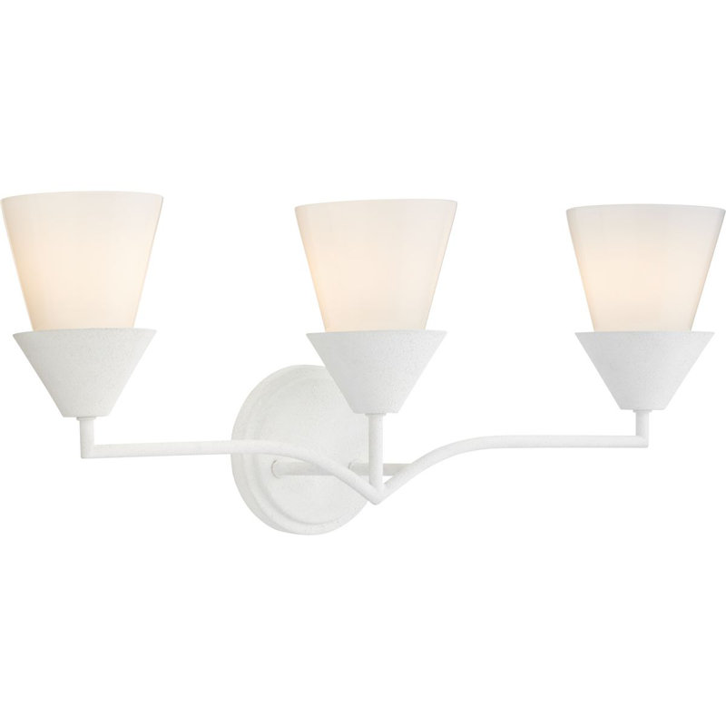 Three-Light Contemporary Vanity Light, White Plaster