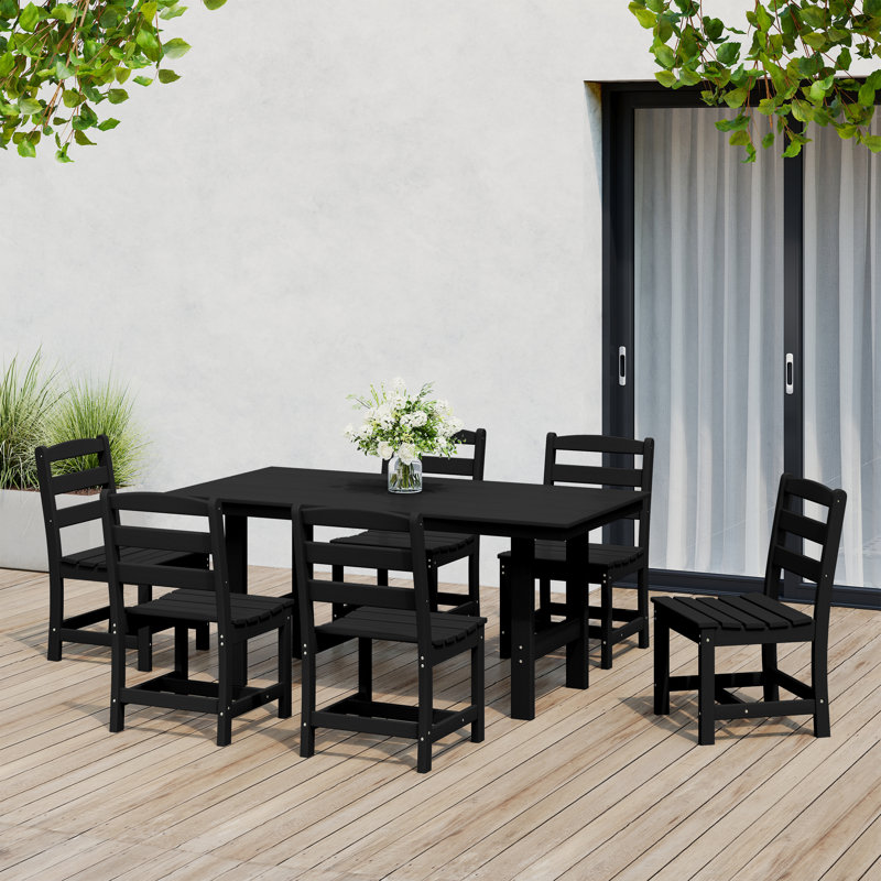 7-Piece Side Chair Dining Set, Black