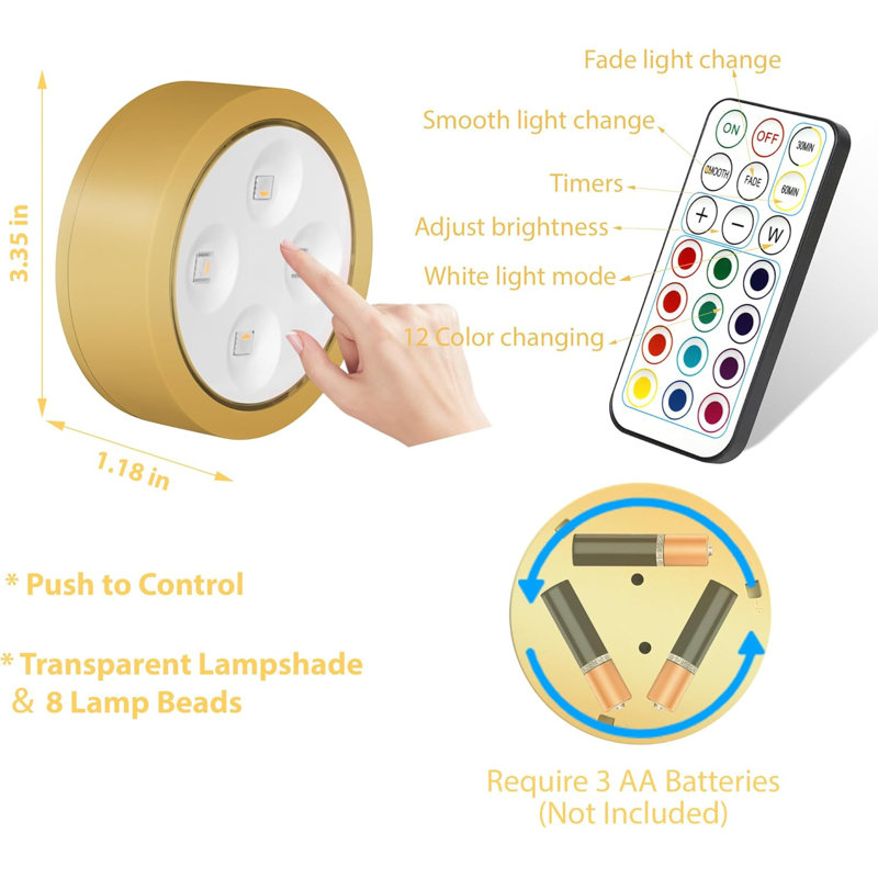 3.35'' Dimmable Wall Mount Picture Light with Remote, Gold