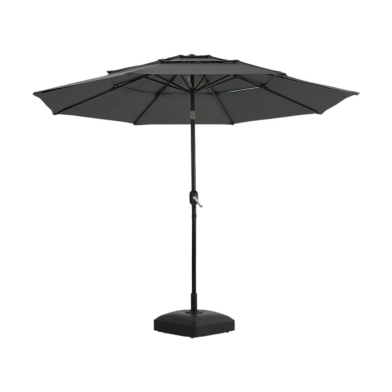 Penrith 293 cm W X 293 cm D Hexagonal Lighted Cantilever Parasol with Crank Lift Counter Weights included, Dark Grey