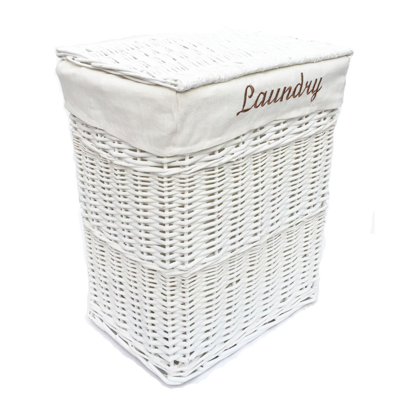 Wicker Laundry Hamper, Large (H 55cm x W 50cm x D 34cm), White