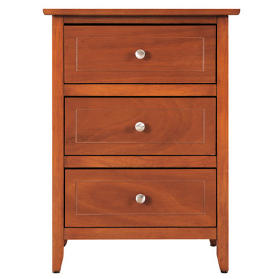 Timeless Oak Nightstand With 3 Drawers - 25" H X 19" W 15" D, Warm Finish, Fits Bedroom Settings, Quick Assembly Process 25"h 19"w 15"d Drawers, Styles, Transitional Look,