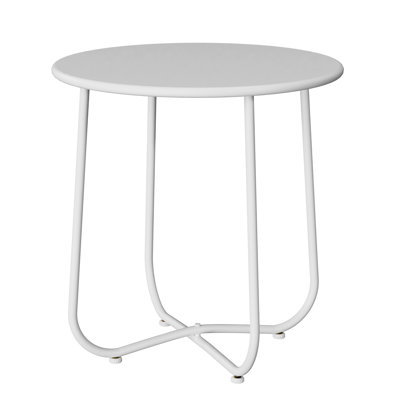 Round Patio Patio Side table with Powder Coating Frame for Outdoor